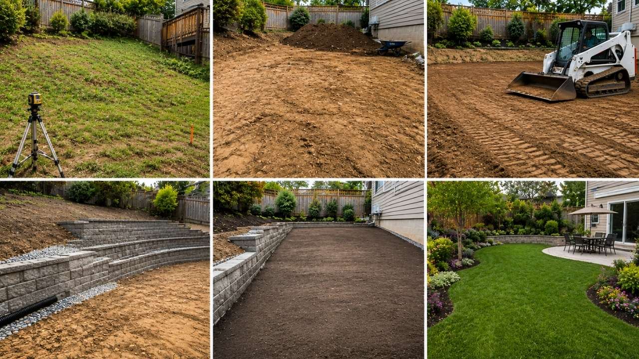 Steps when levelling a sloping backyard